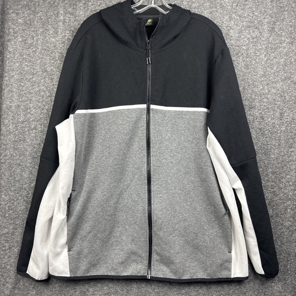 Athletic Works Hoodie 2XL Mens Black Grey Colorblock Techwear‎ Gorpcore Full Zip